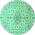 thumbnail image 1 of Ahgly Company Machine Washable Indoor Round Medallion Turquoise Blue Traditional Area Rugs, 4' Round, 1 of 4