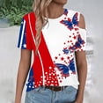 thumbnail image 7 of Fartey 4th of July Shirts for Women Proud Patriotic USA Flag Graphic Tshirts Elegant Short Sleeve Tees Classic Crewneck Buttons Blouses Tops Going Out Tops for Women, 7 of 7