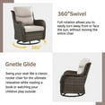 thumbnail image 5 of PARKWELL 3-Piece Patio Wicker Chairs Swivel Rocker Set,Outdoor High Back Swivel Glider Rocking Lounge Chairs with Side Table for Patio Deck Garden,Brown/Beige, 5 of 8