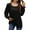 Black, variant on Nlife Women Puff Long Sleeve U Neck Pleated Tunic Top Casual Shirt Dressy Blouse