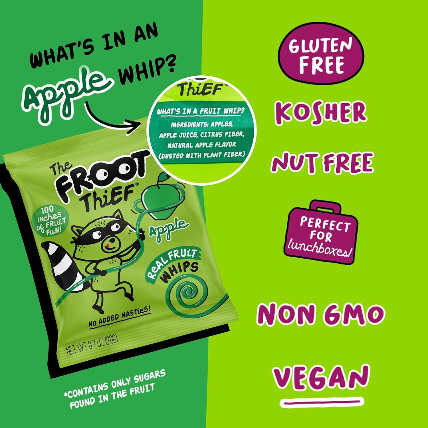 (Pack Of 24) The Froot Thief Fruit Whip Apple 0.7 Oz
