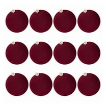 Leutsin 12 Pcs Wine Velvet Christmas Balls - 2.4 Inch Velvet Ornaments for Xmas Tree,Solid Color Flocked Ornaments Balls for Family Holiday Wedding Party Xmas Indoor Outdoor Hanging Decoration