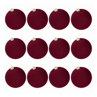 12PCS Red Velvet Christmas Ornaments Balls 1.18" Vintage Christmas Tree Decorations Shatterproof Flocked Ball Velvet Xmas Tree Hanging Baubles for Wedding Holiday Party Home Decor, Clearance