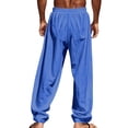 thumbnail image 4 of BRANROY Men's Cotton Linen Athletic Pants Loose Fit Breathable Casual Sports Trousers for Men Running Gym,Blue L, 4 of 4