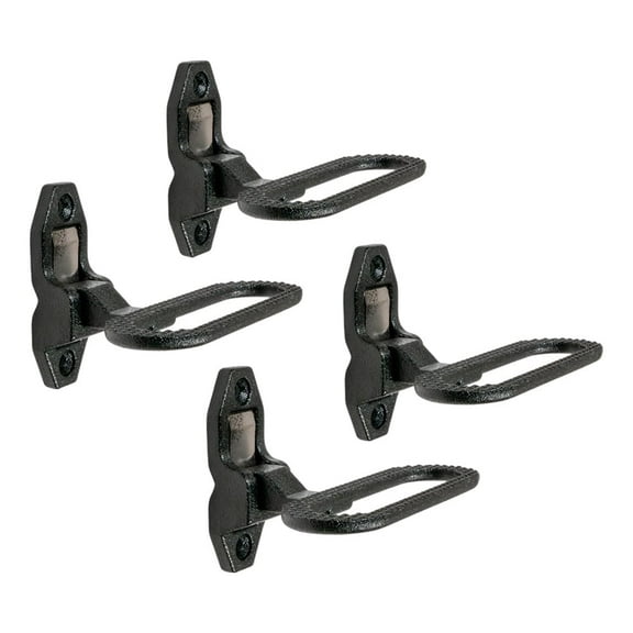 4 Pack 6-5/16" (W) x 4-3/4" (D) Black Galvanized Steel Trailer Folding Step - Fold Down Utility Bed Body Safety 440 LBS Reliable Grab Handle or Step for Trailer RV Bus Camper