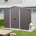 thumbnail image 2 of Jopath 4ft x 8ft Outdoor Storage Shed with Metal Foundation, Heavy Duty Metal Shed Garden Tool Shed with Lockable Door for Backyard, Patio Grey, 2 of 7