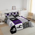 thumbnail image 2 of Swimmer Comforter Set Twin,Water Sports Theme Bedding Teens,Swimming Patchwork Bedding Comforter Sets,Swim Lover Duvet Insert with 1 Pillowcase Bedroom Decor,Purple Black, 2 of 5