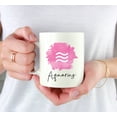 thumbnail image 3 of Koyal Wholesale Zodiac Sign Ceramic Coffee Mug, Aquarius Sign Symbol, Pink Watercolor Design, 3 of 5