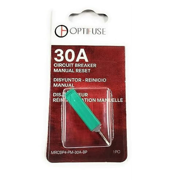 Circuit Breaker 30A 30 AMP Automotive Type Manual Reset Button OPTIFUSE MRCBP4-PM-30A ((Blades Plug in Like ATM Fuse)