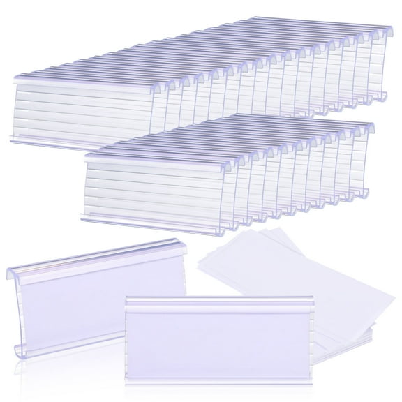 Worgeous  30 Sets Shelf Labels for Wire Shelving Holder Tags Shelves Transparent