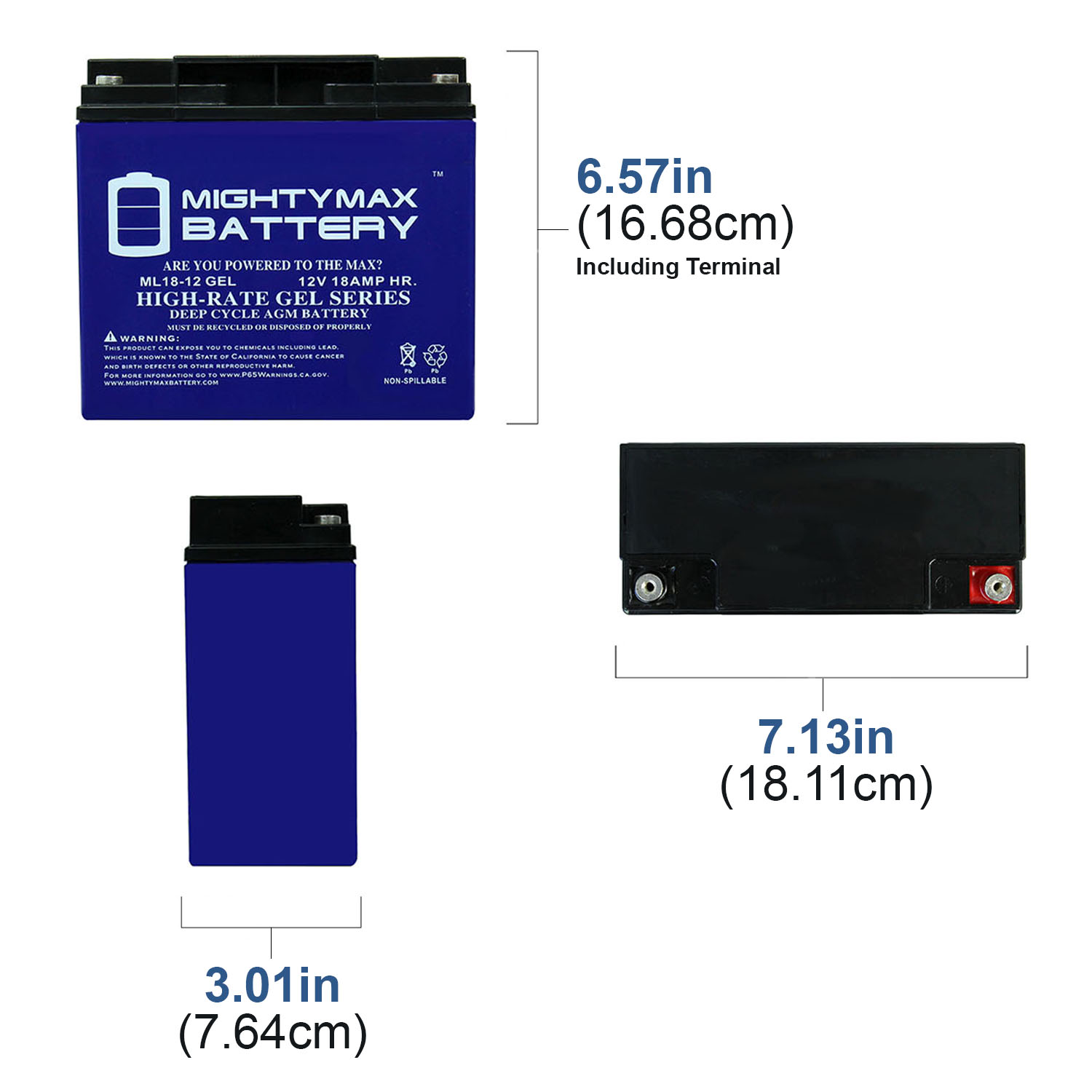 12V 18AH GEL Replacement Battery for Odyssey PC680  - 4 Pack - image 2 of 6