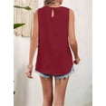 thumbnail image 4 of Women's Sleeveless Tank Tops Summer Pleated Loose Fit Top for Women Casual Round Neck Shirts Wine Red L, 4 of 10