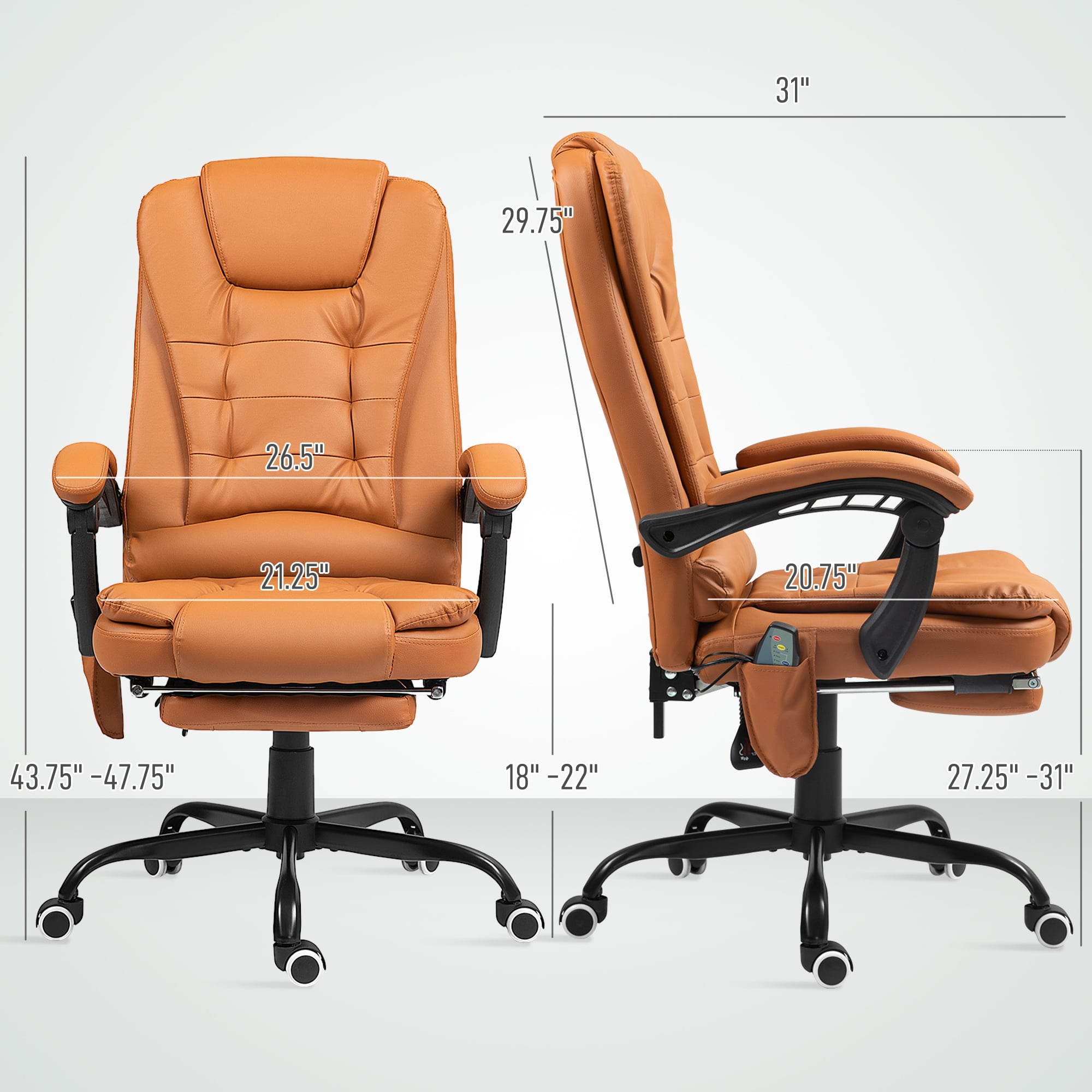 Vinsetto 7-Point Vibrating Massage Office Chair with High Back Light Brown