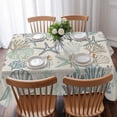 thumbnail image 3 of Aqua Teal Coastal Table Cloth Waterproof Tablecloths, Summer Beach Starfish Coral Nautical Rustic Tablecloth Dining Table Cover for Kitchen Party Tabletop Outdoor, Rectangle Tablecloth 52x70 Inch, 3 of 9