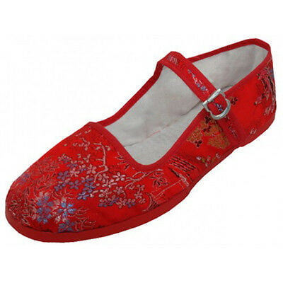 Women's Mary Jane Shoes Brocad Flat Slip On Cotton Ballet Colors ...