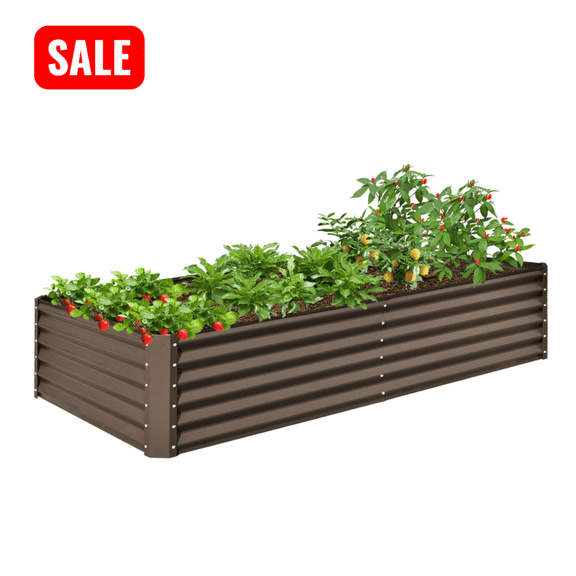 Tcbosik Galvanized Raised Garden Bed 8x4x1.5ft, Planter Box for Outdoor, Metal Plant Pot for Gardening Vegetables, Fruits, Flowers, Easy Assembly, Brown