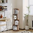 thumbnail image 3 of Bloddream 4 Tier Rotating Bookshelf,360° Display Wood Spinning Bookshelf, Vertical Bookcase Storage Round Carousel for Space-Saving,Corner Book Shelf for Home,Office, Bedroom, Rustic Brown, 3 of 9