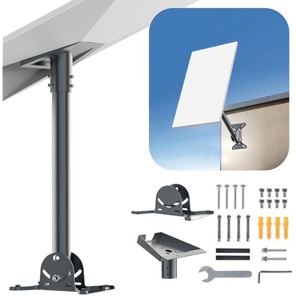 Soporte Starlink: compatible con soporte Starlink Gen 3. Kit de montaje en techo Starlink ajustable de acero inoxidable V3. Incluye tubo y adaptador para montaje en pared o techo (gris).