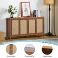 thumbnail image 4 of YOCWO Walnut Rattan Cabinets with Doors, Sideboard Buffet Cabinet for Living Room Entryway Kitchen, 4 of 6