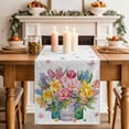 thumbnail image 2 of Table Runner 90 Inches Long for Kitchen Dining, Spring Flowers Dresser Scarf Farmhouse, Dining Table Decorations for Wedding/Parties, Watercolor Floral Leaves Butterflies Plant 13 x 90 In, 2 of 8