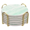 thumbnail image 1 of Bebida Portavasos con Soporte, 6uds 4 - Corcho Base Posavasos para Bebidas, Arenisca Estilo para Tipos de Tazas, Hogar Decoración, Madera Mesa (Verde), 1 of 6