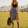 thumbnail image 4 of Skirts for Women Skirt Summer Lace Solid Color Fashion Music Festival Bodycon Midi Skirt for Everyday and Travel Dark Gray XL, 4 of 8