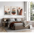 thumbnail image 4 of 3 Pcs Mid-Century Modern Boho Canvas Wall Art Neutral Abstract Bohemia Geometric Moon Sun Desert Plant Pictures Wall Decor Poster Print Artwork for Living Room Office Bedroom Home Decoration Und, 4 of 7