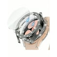 thumbnail image 1 of 2pcs/Set Ladies' Rose Gold Dual Rows Of Diamond Inlay Hollow Out Watch Protective Case + Clear Hard Glass Screen Protector For Samsung Galaxy Watch 4 5 6 Series (40/44mm), 1 of 4