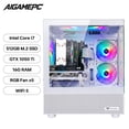 thumbnail image 2 of Budget Gaming PC Computers Desktop, Intel Core i7 up to 4.0GHz, GTX 1050 Ti 4GB, 16GB RAM, 512GB M.2 SSD, BX3 550W 80PLUS Bronze PSU, WiFi 5, RGB Fan x5, Windows 11 Home, prebuilt PC Gaming, White, 2 of 7