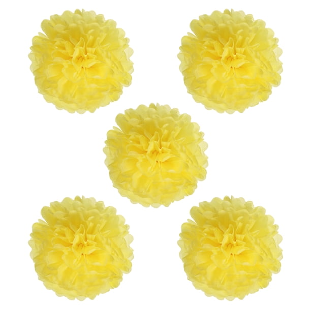 Uxcell 8" Pompones de papel para flores, decoración de boda y fiesta, amarillo, paquete de 5