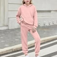 thumbnail image 4 of AINIYSBoys Girls 2 Piece Outfits Fleece Warm Kids Sweatsuit Solid Pullover Sweatshirt and Sweatpants Tracksuit Clothing Set with Pockets Pink 4-5Years, 4 of 5