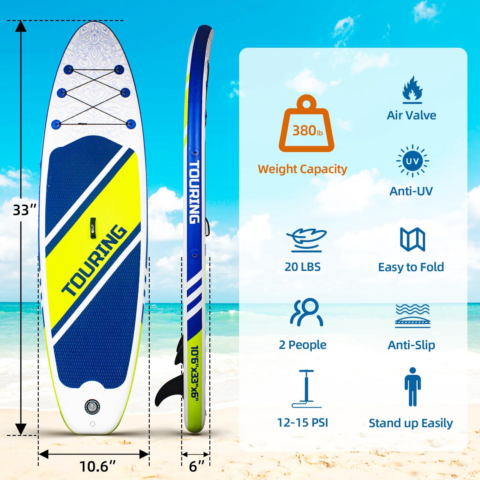 Inflatable Stand Up Paddle Boards, with SUP Paddle Board Accessories, Wide Stable Design, Non-Slip Comfort Deck for Youth & Adults