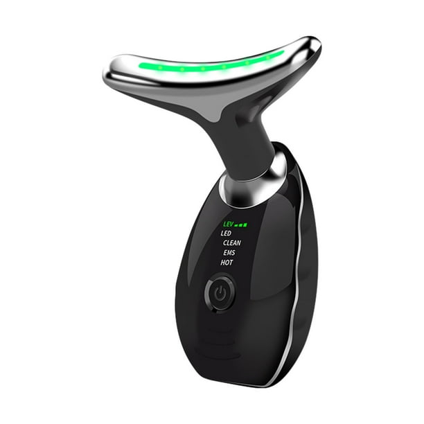 Masajeador que difumina las líneas del cuello, tensa y reafirma las arrugas, instrumento de belleza, rejuvenecimiento con luz de color para el cuidado del rostro y el cuello. Aparato de masaje.