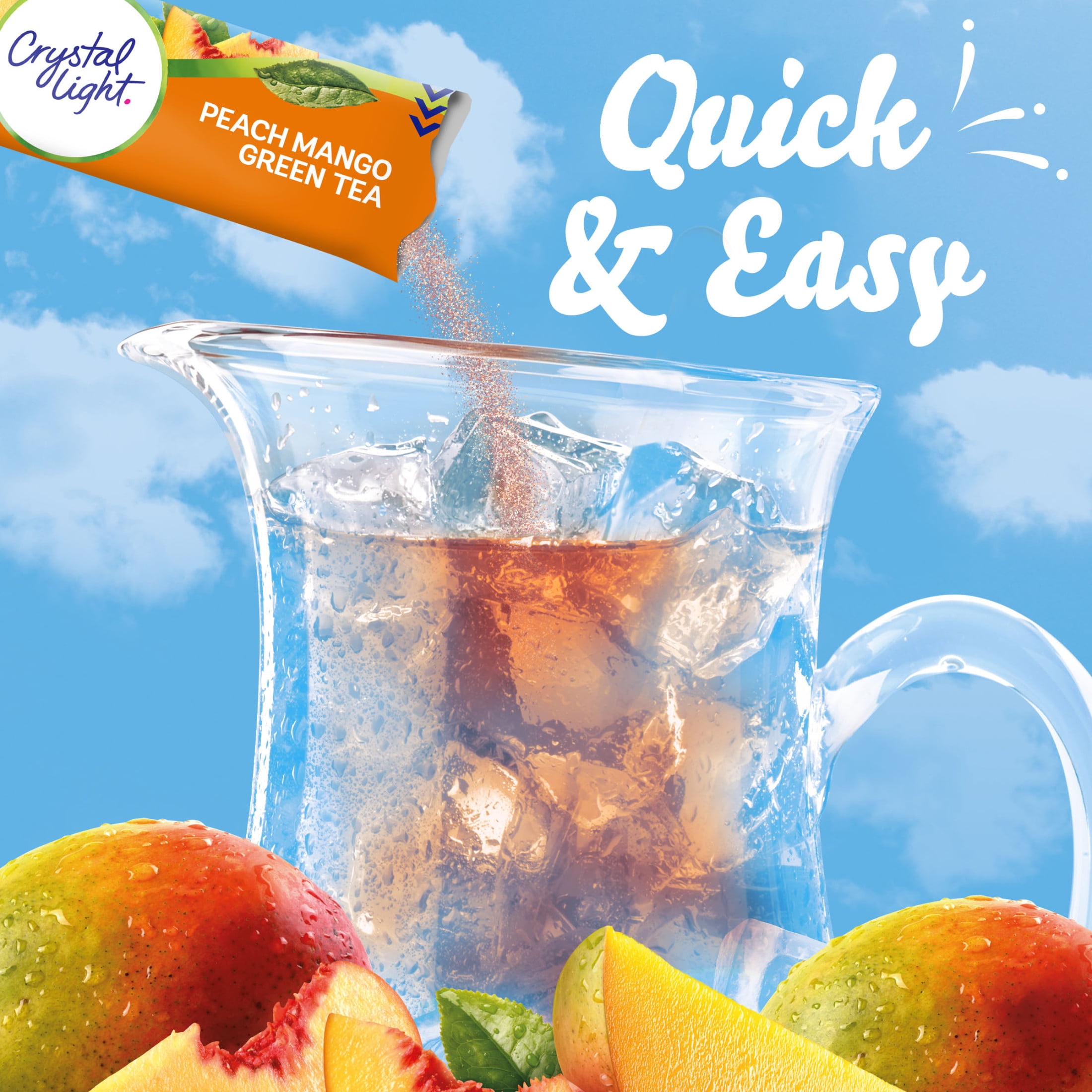 (12 pack) Crystal Light Peach Mango Green Tea Sugar Free Drink Mix, 5 Ct Pitcher Packets