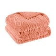 thumbnail image 7 of BNM Fleece Boho Knit Jacquard Blanket, King, Blush, 7 of 7