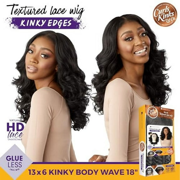 Sensationnel Curls kinksandco kinkyedges wig - kinky body wave 18 inch 13x6 lace frontal natural kinkytexture edged hairline for natural 3c to 4c hair textures (BALAYAGECOPPER)