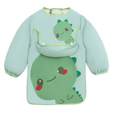

HEMOTON Baby Eating Smock Cartoon Baby Aprons Lovely Infant Water-proof Smock with Bib