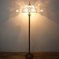 thumbnail image 4 of Tiffany Style Floor Standing Lamp W16H64 Inch Tall White Bend Stained Glass Shade 2E26 Antique Reading Lighting Resin Base S508W LAMPS Bedroom Living Room Bedside Coffee Table Lover Gifts, 4 of 8