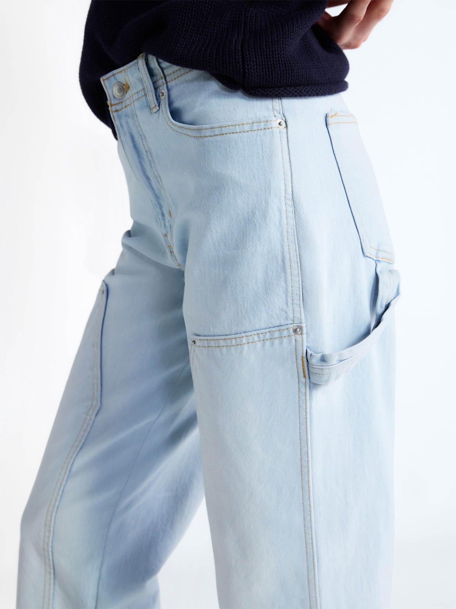 Free Assembly Women's and Women's Plus Mid Rise Relaxed Carpenter Jeans, Sizes 0-26W