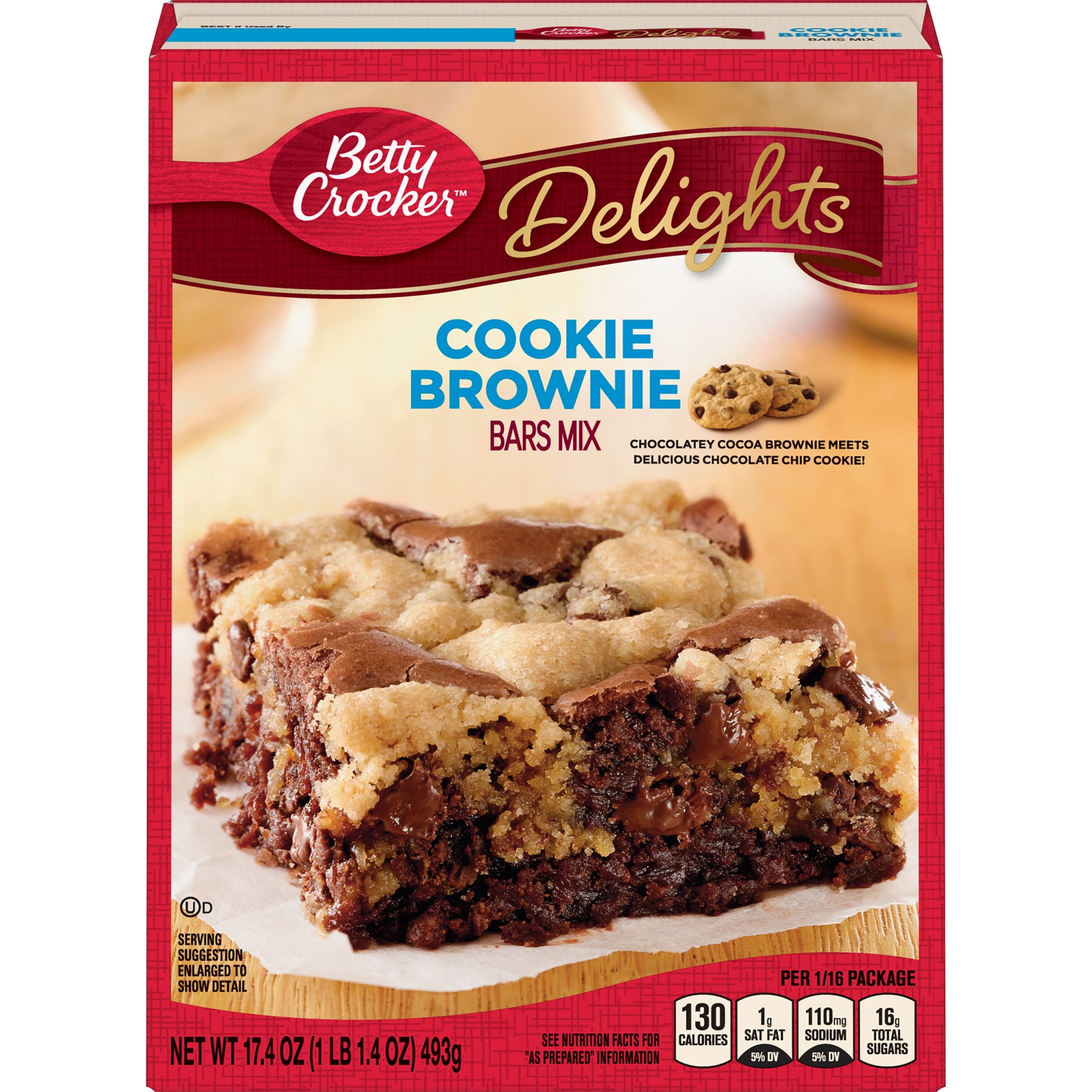 Betty Crocker Delights Cookie Brownie Bars Mix, 17.4 OZ