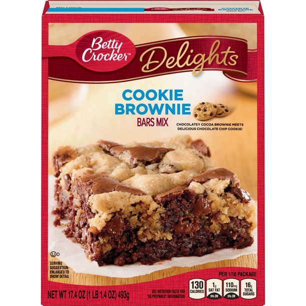 Betty Crocker Delights Cookie Brownie Bars Mix, 17.4 OZ