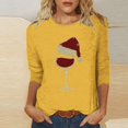 thumbnail image 2 of XIAOCHA Womens T-Shirts Wine Glass And Santa Hat Print Crew Neck Pullover Tees Shirt Long Sleeves Loose Fit Tees Christmas Holiday Wear, 2 of 5