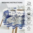 thumbnail image 6 of Blue Chinoiserie Temple Tablecloth Round Oriental Style Chinese Blue Willow Table Cloth Cover Mat Washable Polyester 60 inch Dining Decorative for Holiday Home Party Wedding Picnic, 6 of 6