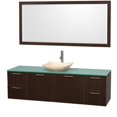thumbnail image 3 of Wyndham Collection Amare 72 inch Single Bathroom Vanity in Glossy White, Green Glass Countertop, Arista White Carrera Marble Sink, and 70 inch Mirror, 3 of 6