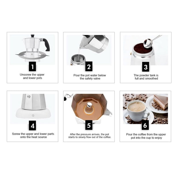 zhangqiuzhi 6 Cups Aluminum Moka Pot Octagonal Coffee Cup Maker