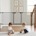 thumbnail image 3 of Collapsible Metal Baby Safety Gate – 29" Tall, Playpen with Lockable Door, Adjustable Portable Pet & Child Barrier for Doors – Black, 3 Panels, 3 of 8