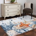 thumbnail image 4 of Ocean Starfish Washable Area Rugs 3'x5', Summer Watercolor Eucalyptus Leaves Shell Low Pile Throw Living Room Rug Non-Slip Sturdy Edge Binding Carpet for Indoor Entryway Bedside Kitchen, 4 of 9
