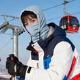 thumbnail image 5 of HAPIMO Hooded Face Covering Knit Hat Drawstring Closure Hat for Winter Hiking Cold Weather Use Light Blue Free Size, 5 of 6