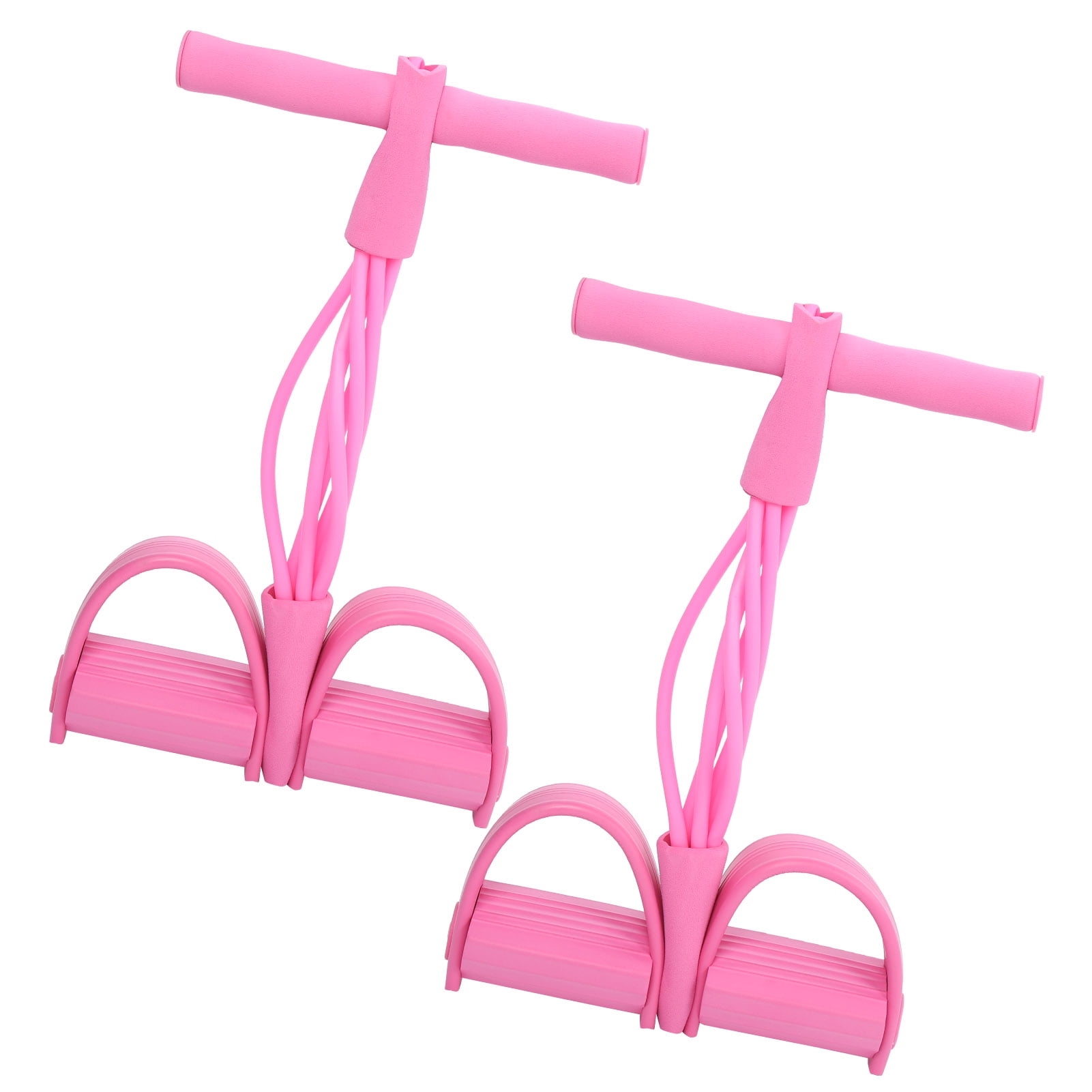 4 Tube Elastic Pull Rope Sit Up Training Pedal Resistance Band Yoga Stretching Fitness EquipmentPink,