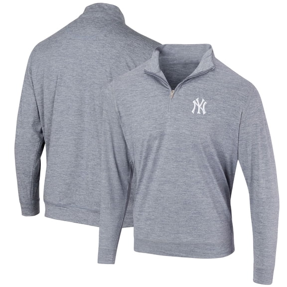 Men's Heathered Navy New York Yankees Peached Marled Yarn Quarter-Zip Pullover Jacket